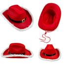 Christmas Hat Red Cowboy Hat White Beard Glasses Belt Gloves Set - AwwwCos
