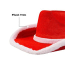 Christmas Hat Red Cowboy Hat White Beard Glasses Belt Gloves Set - AwwwCos