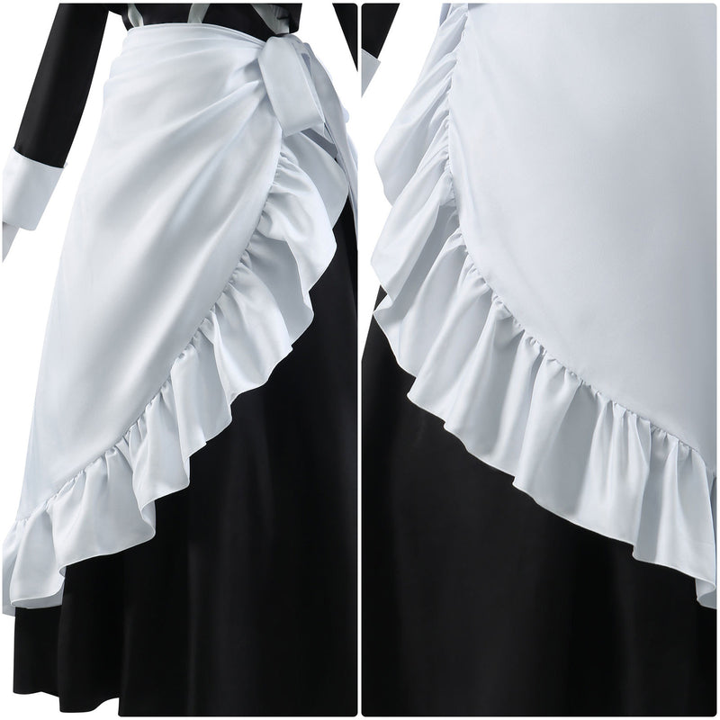 You are Ms. Servant Nieve Cosplay Costume Maid Uniform Skirt Wig
