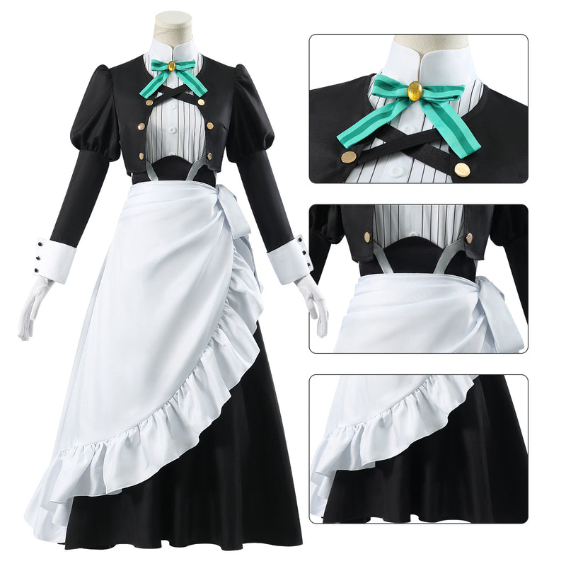 You are Ms. Servant Nieve Cosplay Costume Maid Uniform Skirt Wig