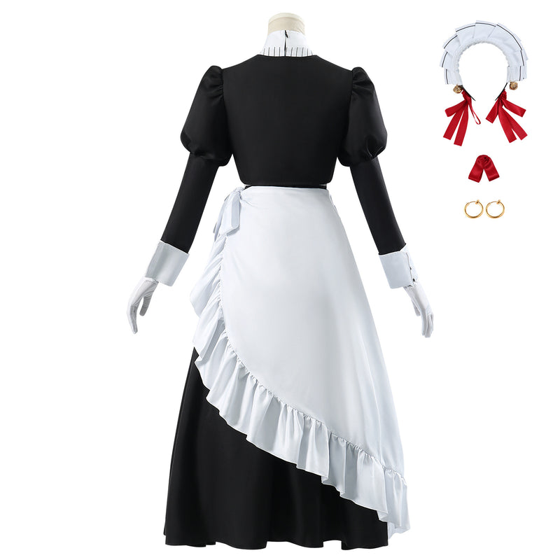 You are Ms. Servant Nieve Cosplay Costume Maid Uniform Skirt Wig