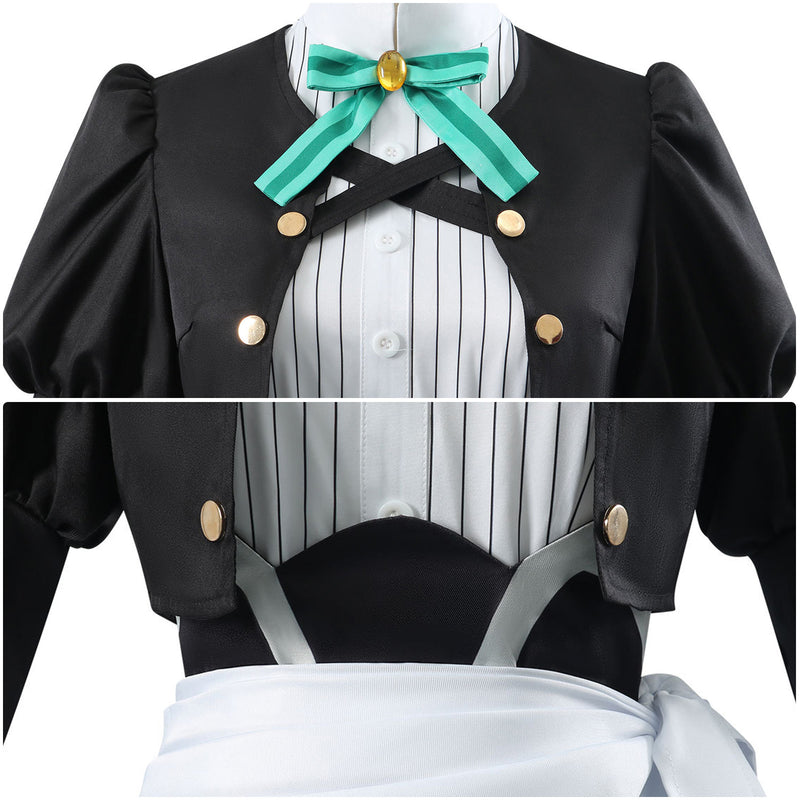 You are Ms. Servant Nieve Cosplay Costume Maid Uniform Skirt Wig