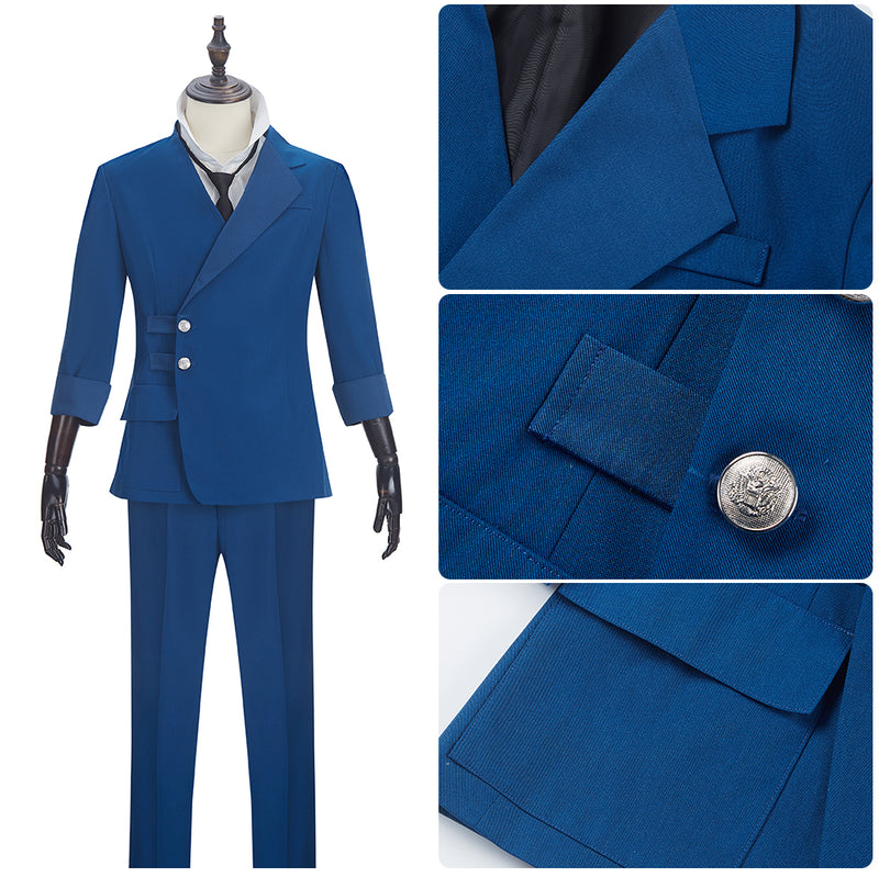 TV Series Cowboy Bebop Spike Spiegel Cosplay Costume Men Blue Suit Party Uniform Halloween Clothing